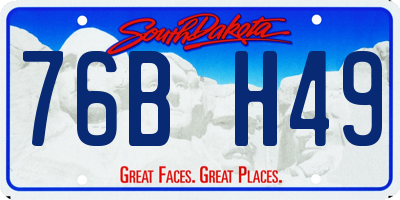 SD license plate 76BH49