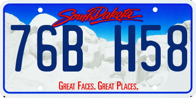 SD license plate 76BH58