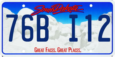 SD license plate 76BI12