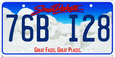 SD license plate 76BI28
