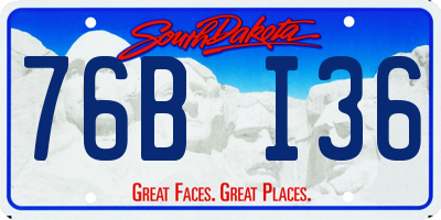 SD license plate 76BI36