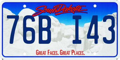 SD license plate 76BI43