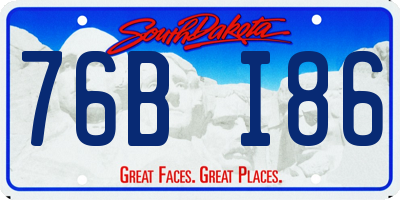 SD license plate 76BI86