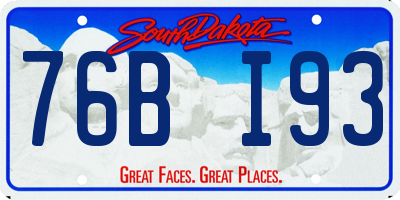 SD license plate 76BI93