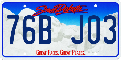 SD license plate 76BJ03