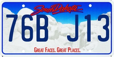 SD license plate 76BJ13