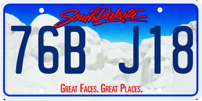 SD license plate 76BJ18