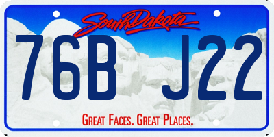 SD license plate 76BJ22