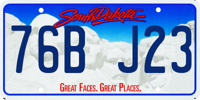 SD license plate 76BJ23