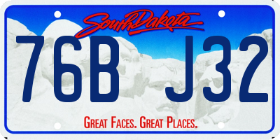SD license plate 76BJ32