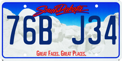 SD license plate 76BJ34