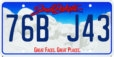 SD license plate 76BJ43