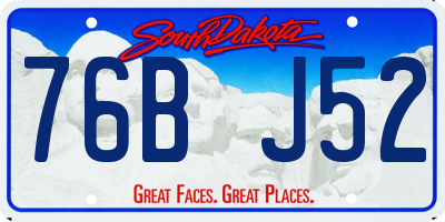 SD license plate 76BJ52