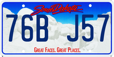 SD license plate 76BJ57