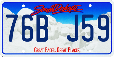 SD license plate 76BJ59