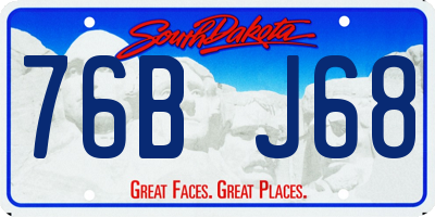 SD license plate 76BJ68