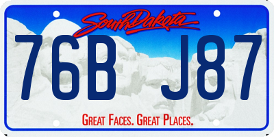 SD license plate 76BJ87