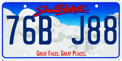 SD license plate 76BJ88