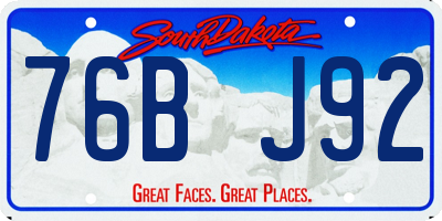 SD license plate 76BJ92