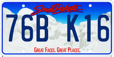 SD license plate 76BK16