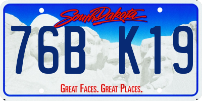 SD license plate 76BK19