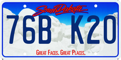 SD license plate 76BK20