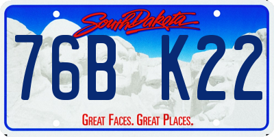 SD license plate 76BK22