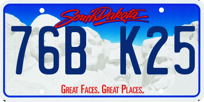 SD license plate 76BK25