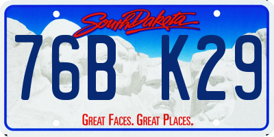 SD license plate 76BK29