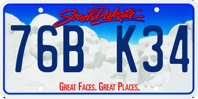 SD license plate 76BK34