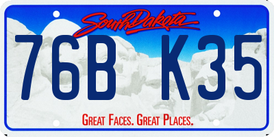 SD license plate 76BK35