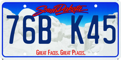 SD license plate 76BK45