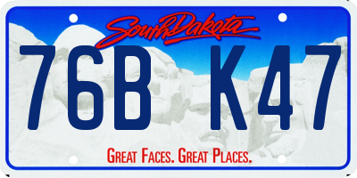 SD license plate 76BK47