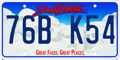SD license plate 76BK54