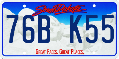 SD license plate 76BK55