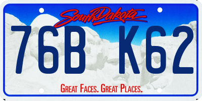 SD license plate 76BK62