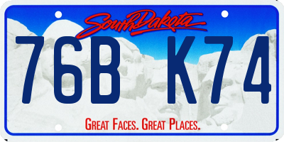 SD license plate 76BK74