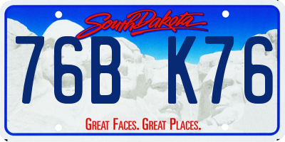 SD license plate 76BK76