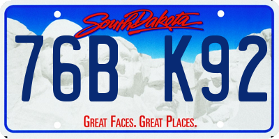 SD license plate 76BK92