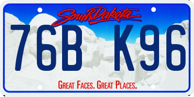 SD license plate 76BK96