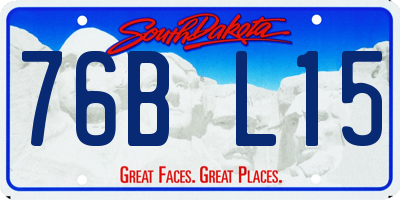 SD license plate 76BL15