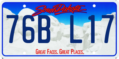 SD license plate 76BL17