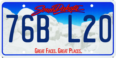SD license plate 76BL20