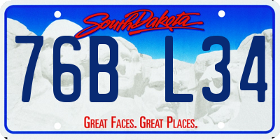 SD license plate 76BL34