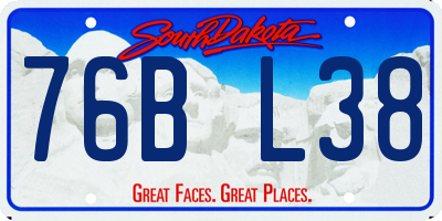 SD license plate 76BL38