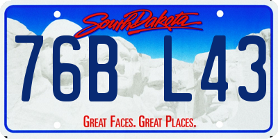 SD license plate 76BL43