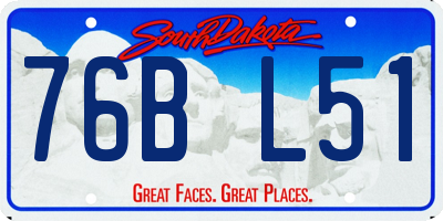 SD license plate 76BL51