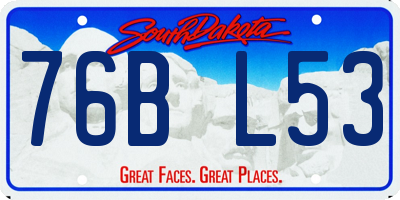 SD license plate 76BL53