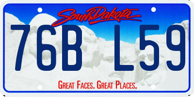 SD license plate 76BL59