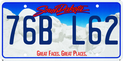 SD license plate 76BL62